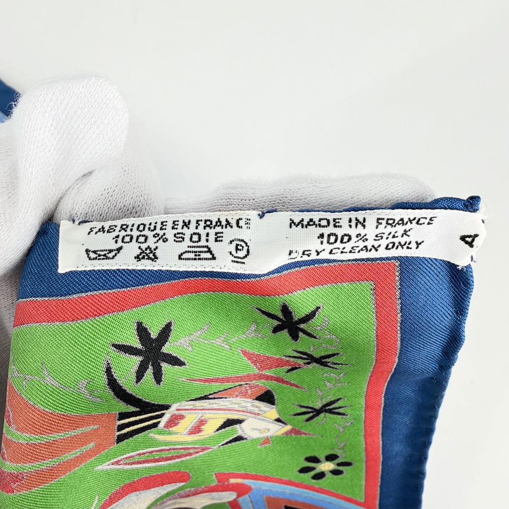 Hermes Scarf Carre 90 Kachinas Ethnic Items Silk Blue Multicolor — view 3