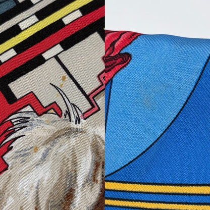 Hermes Scarf Carre 90 Kachinas Ethnic Items Silk Blue Multicolor — view 5
