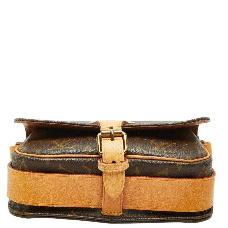Louis Vuitton Monogram Mini Cartouchiere Crossbody Shoulder Bag Brown Leather — view 3
