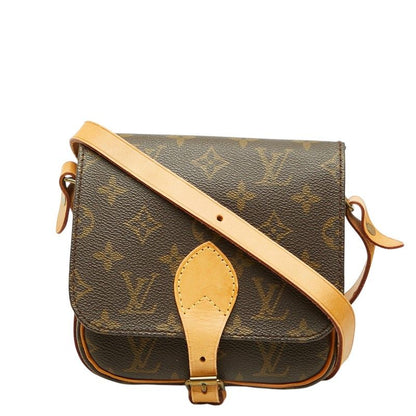 Louis Vuitton Monogram Mini Cartouchiere Crossbody Shoulder Bag Brown Leather