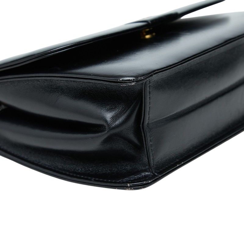 Dior Logo Flap Chain Shoulder Bag Black Leather — view 5