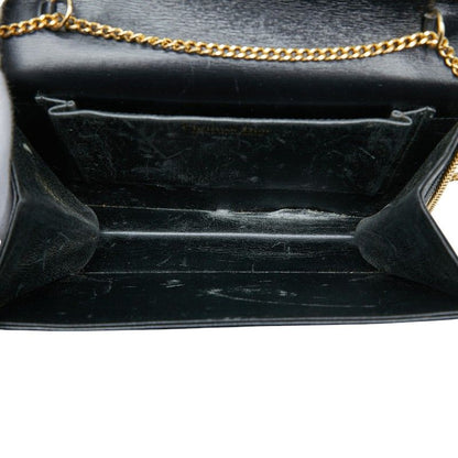 Dior Logo Flap Chain Shoulder Bag Black Leather — view 8