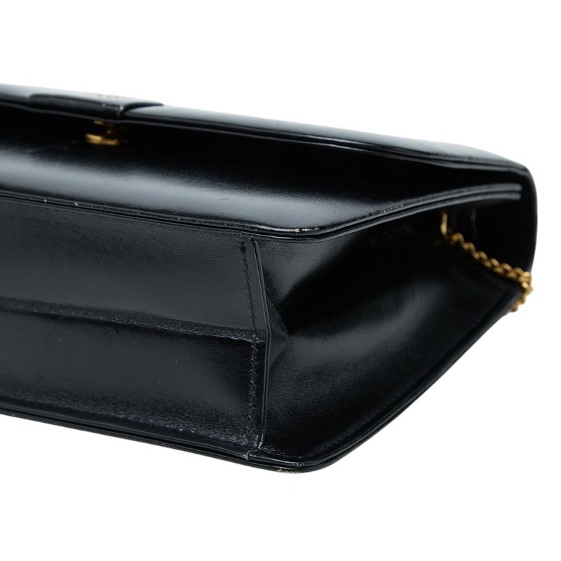 Dior Logo Flap Chain Shoulder Bag Black Leather — view 4