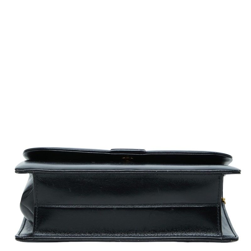 Dior Logo Flap Chain Shoulder Bag Black Leather — view 3