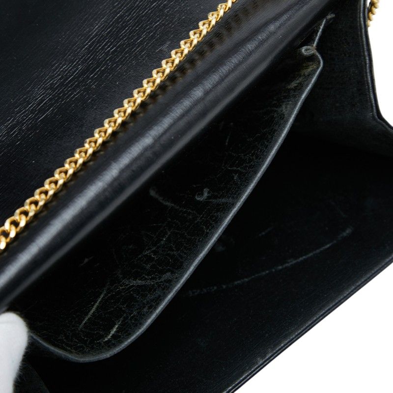 Dior Logo Flap Chain Shoulder Bag Black Leather — view 7