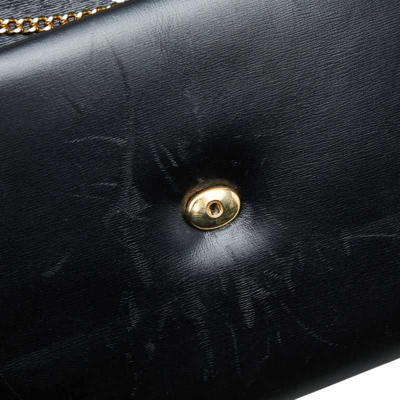 Dior Logo Flap Chain Shoulder Bag Black Leather — view 6