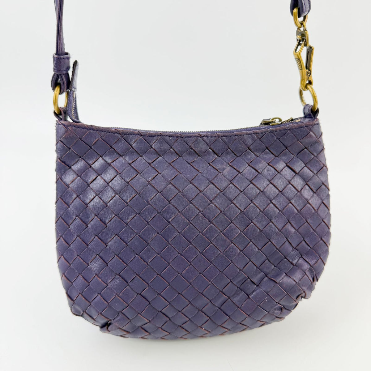 Bottega Veneta Intrecciato Mini Shoulder Bag Leather Purple Gold Vintage — view 4
