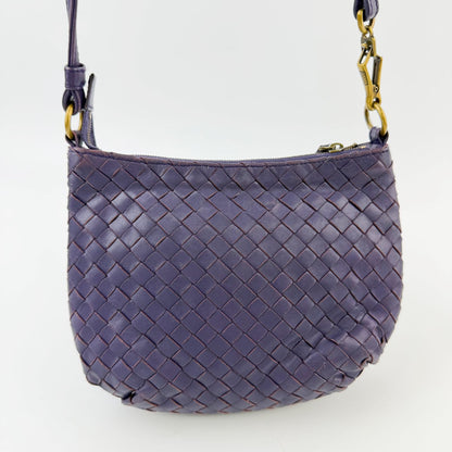 Bottega Veneta Intrecciato Mini Shoulder Bag Leather Purple Gold Vintage — view 4
