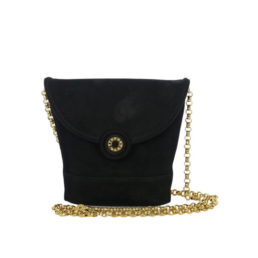 Tiffany & Co Vintage Circle Logo Suede Leather Mini Shoulder Bag Black Gold