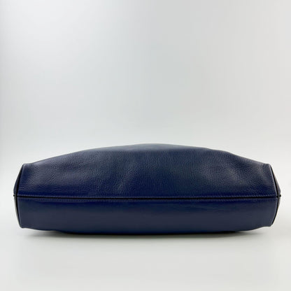 Loewe Anagram Embossed Ring Handle Hobo Shoulder Bag Leather Blue Vintage — view 8