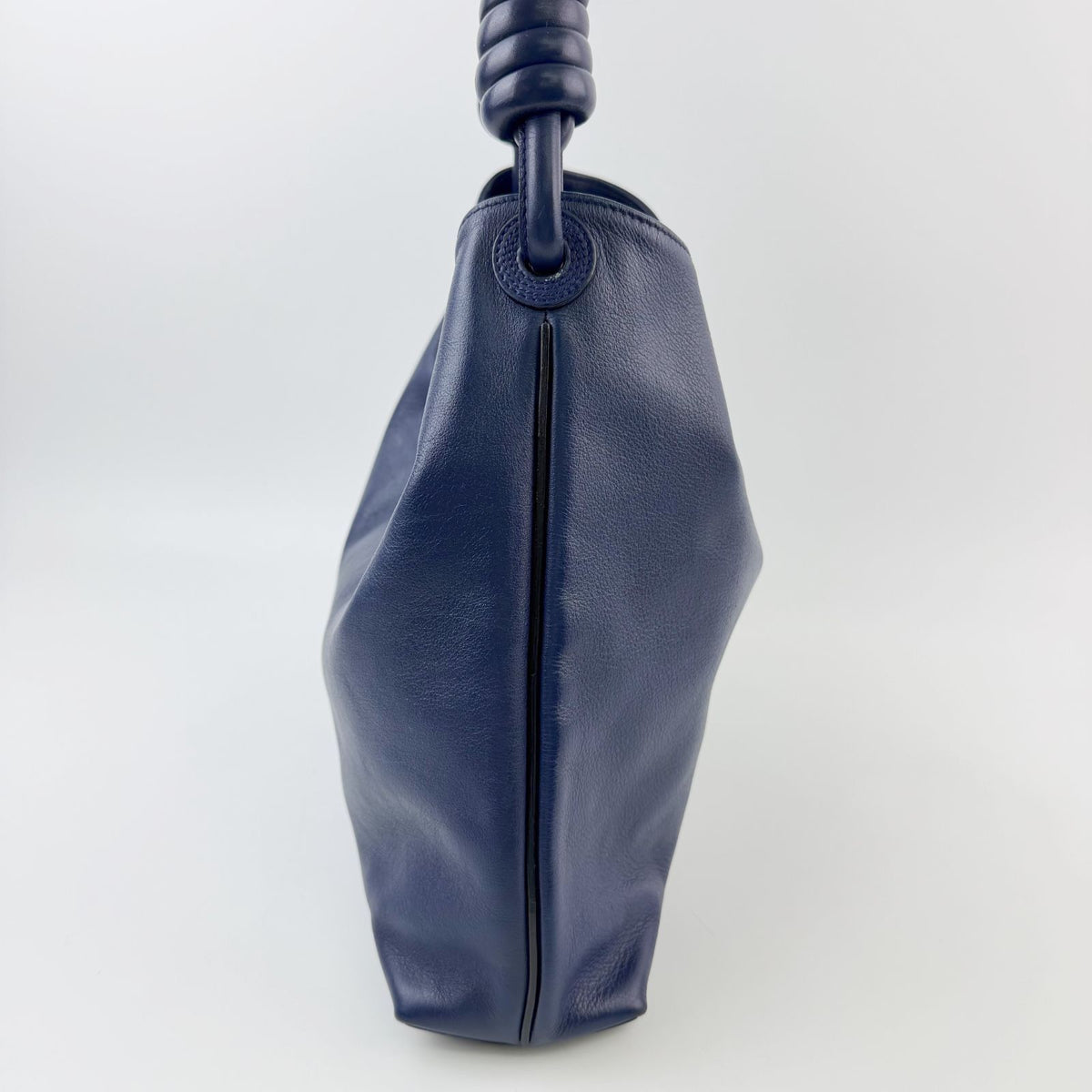 Loewe Anagram Embossed Ring Handle Hobo Shoulder Bag Leather Blue Vintage — view 6