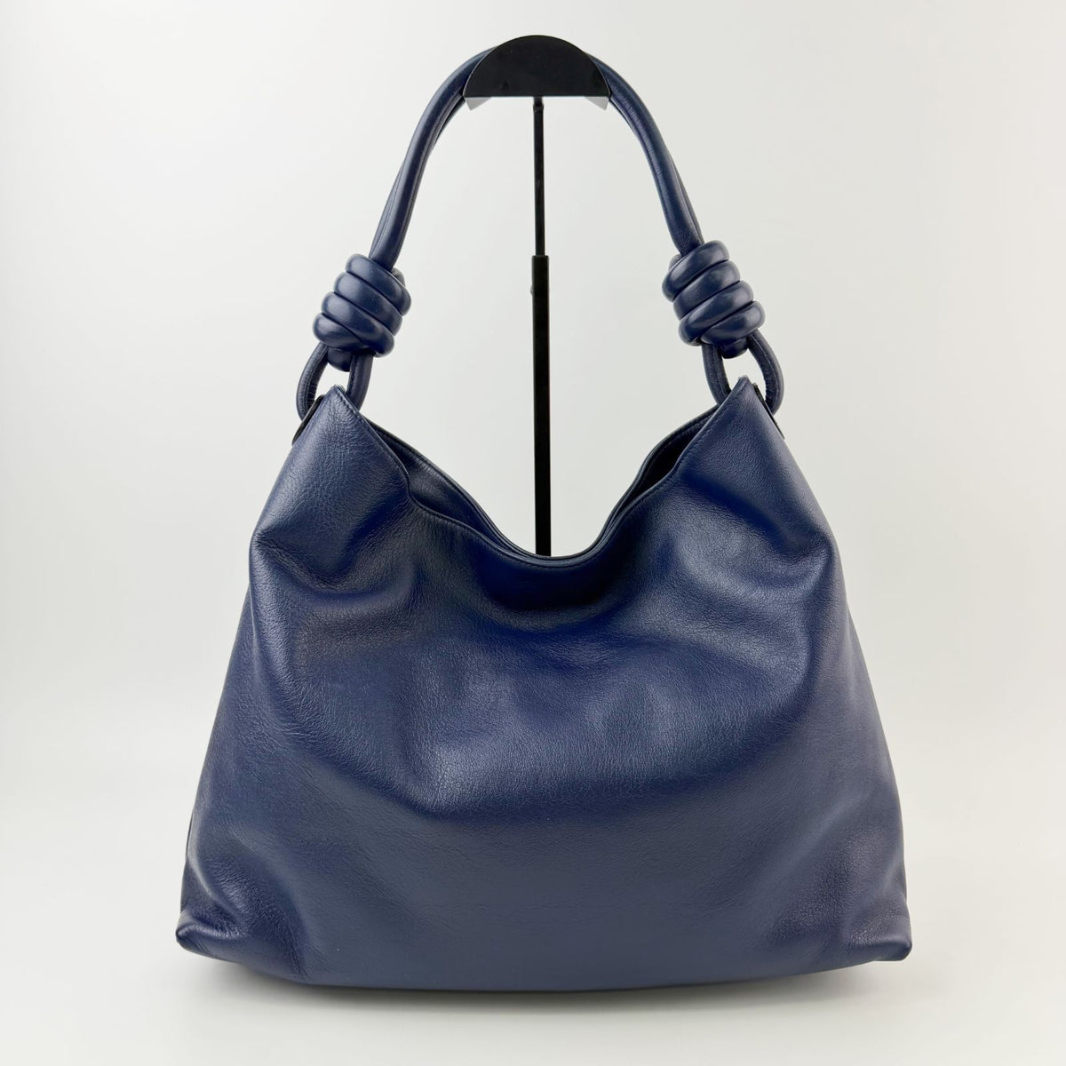 Loewe Anagram Embossed Ring Handle Hobo Shoulder Bag Leather Blue Vintage — view 4