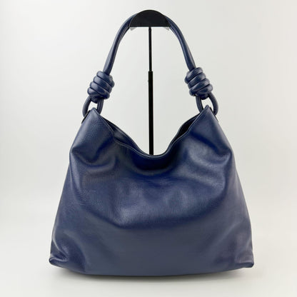 Loewe Anagram Embossed Ring Handle Hobo Shoulder Bag Leather Blue Vintage — view 4