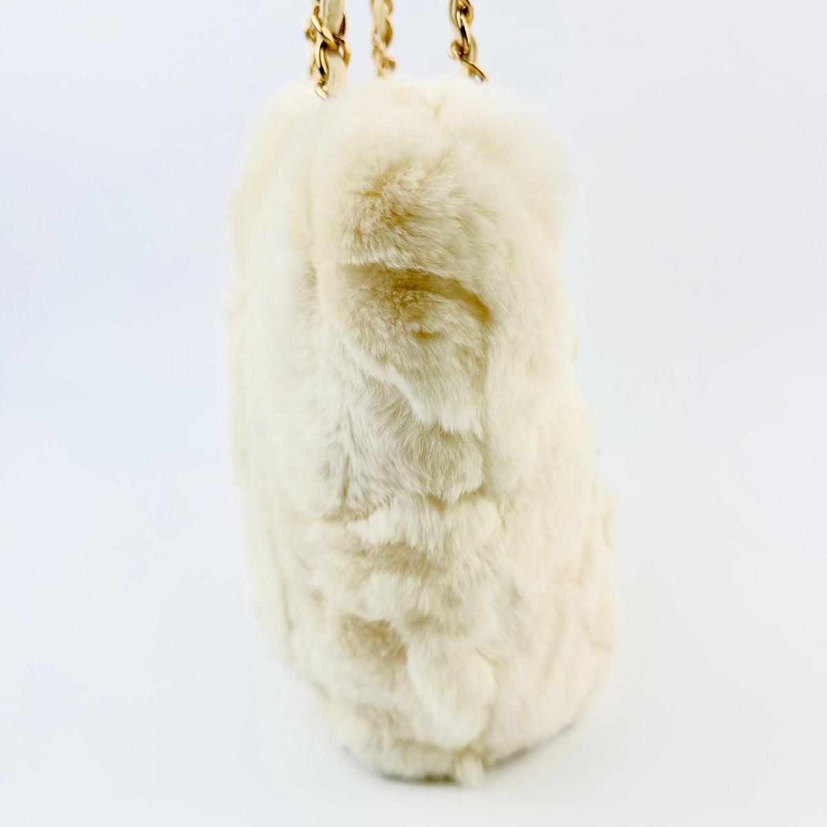 Chanel Patchwork Coco Charm Chain Tote Shoulder Bag Fur Leather Ivory Gold Seal — view 7