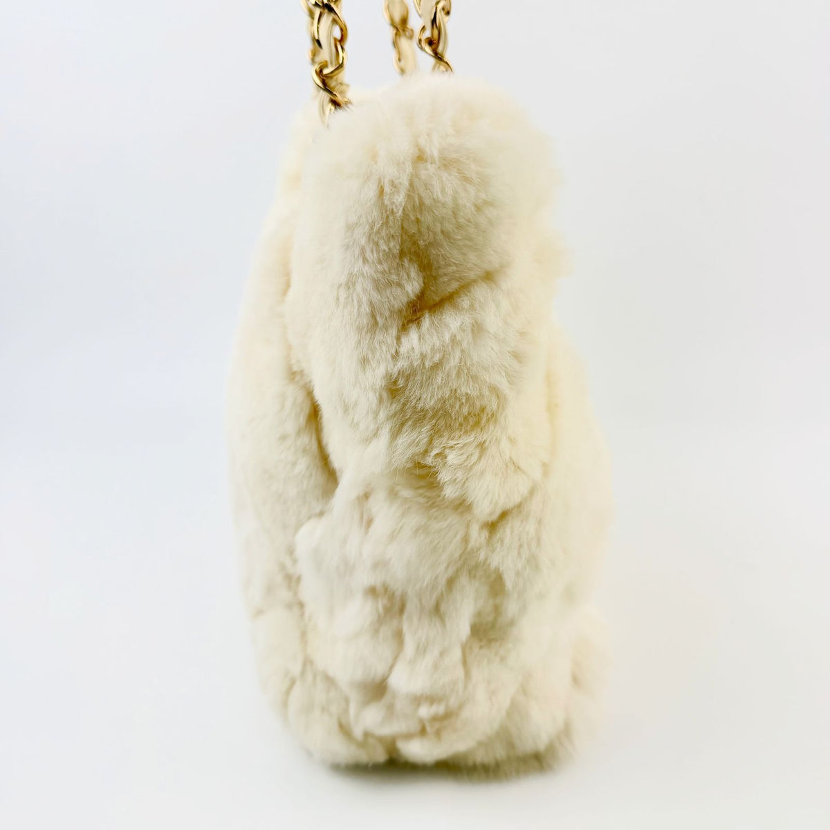 Chanel Patchwork Coco Charm Chain Tote Shoulder Bag Fur Leather Ivory Gold Seal — view 5