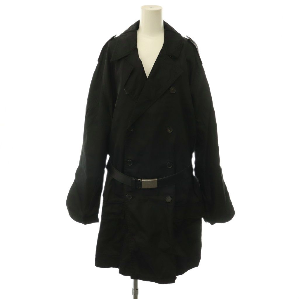 Prada Archive Nylon Trench Coat Long Black AD L