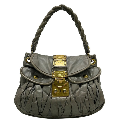 Miu Miu Handbag Matelasse Light Gray Leather