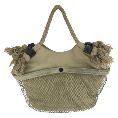 Chanel Fishnet Rope CC Logo Beige Silver Canvas Tote Bag — view 2