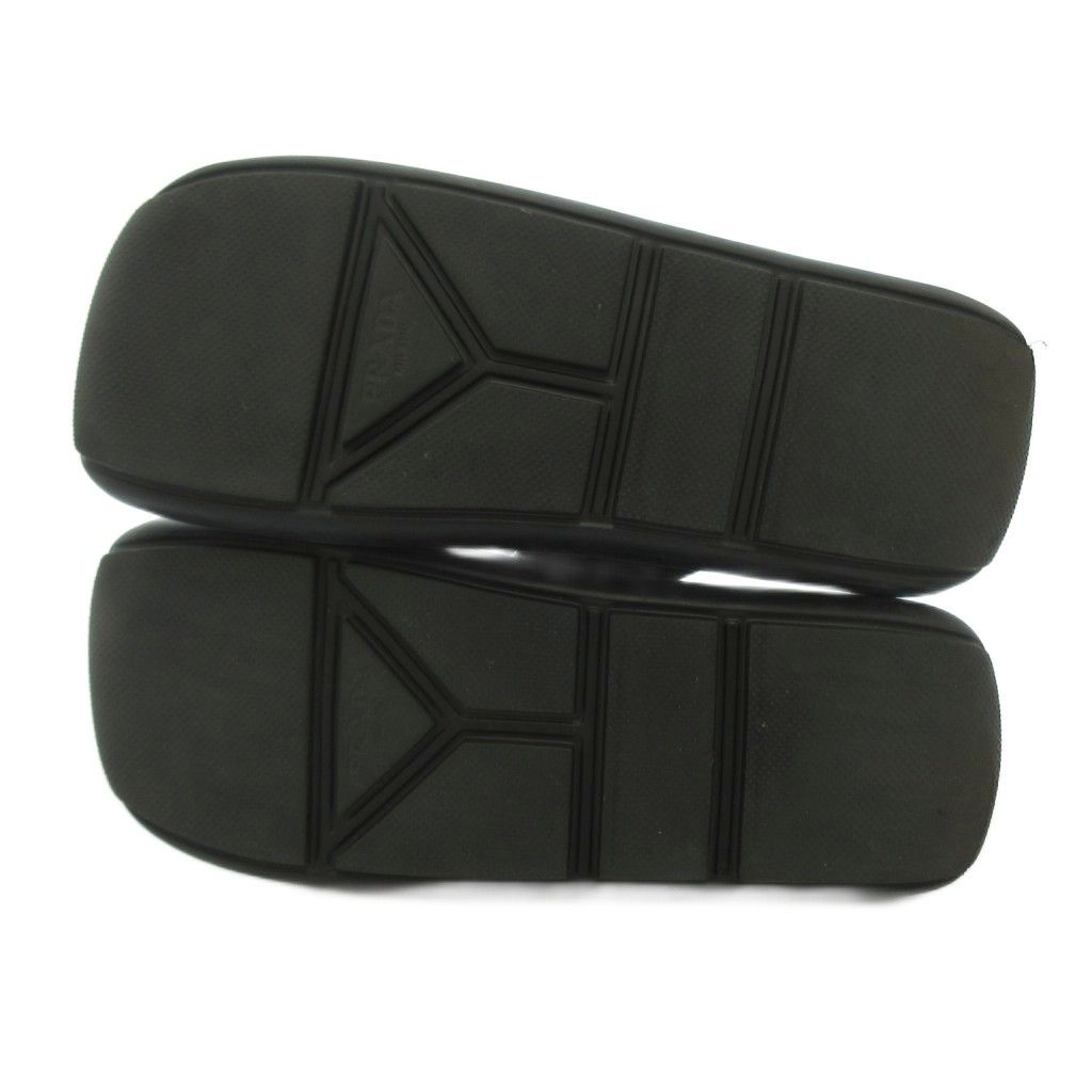 Prada Flat Sandals Slide Buckle Mode Square Toe Silver Colored Black MX — view 7