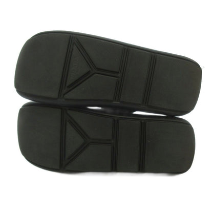 Prada Flat Sandals Slide Buckle Mode Square Toe Silver Colored Black MX — view 7