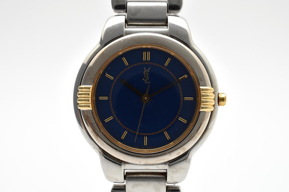Saint Laurent Yves Two-tone Quartz Watch Navy Dial Stainless Bracelet