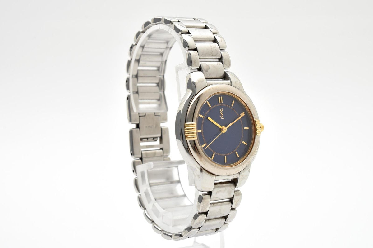 Saint Laurent Yves Two-tone Quartz Watch Navy Dial Stainless Bracelet — view 5