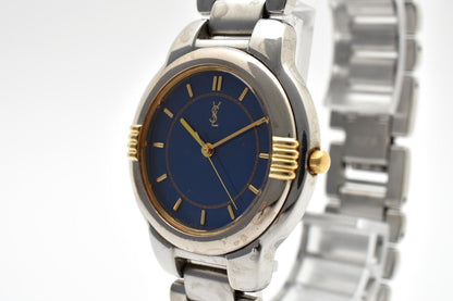 Saint Laurent Yves Two-tone Quartz Watch Navy Dial Stainless Bracelet — view 2