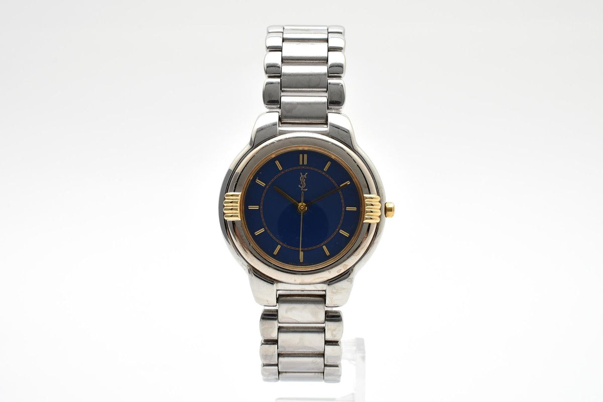 Saint Laurent Yves Two-tone Quartz Watch Navy Dial Stainless Bracelet — view 4