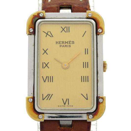 Hermes Watch Croazur Leather Strap Gold
