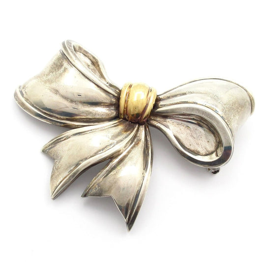 Tiffany & Co Brooch Silver 18K Yellow Gold Ribbon