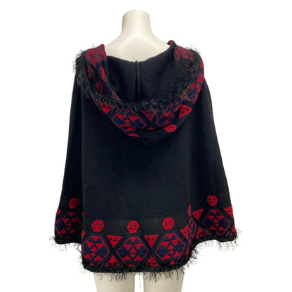 Chanel Poncho S Black Red Dark Navy Cashmere 36 — view 2