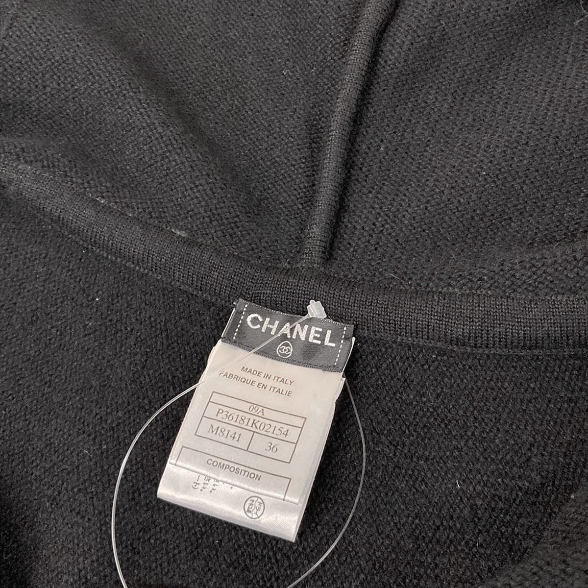 Chanel Poncho S Black Red Dark Navy Cashmere 36 — view 5