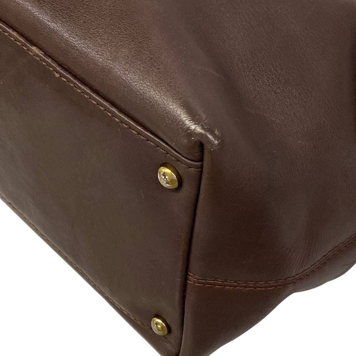 Chanel Tote Bag Dark Brown Gold Turnlock Leather — view 6