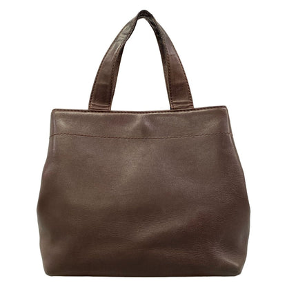 Chanel Tote Bag Dark Brown Gold Turnlock Leather — view 3