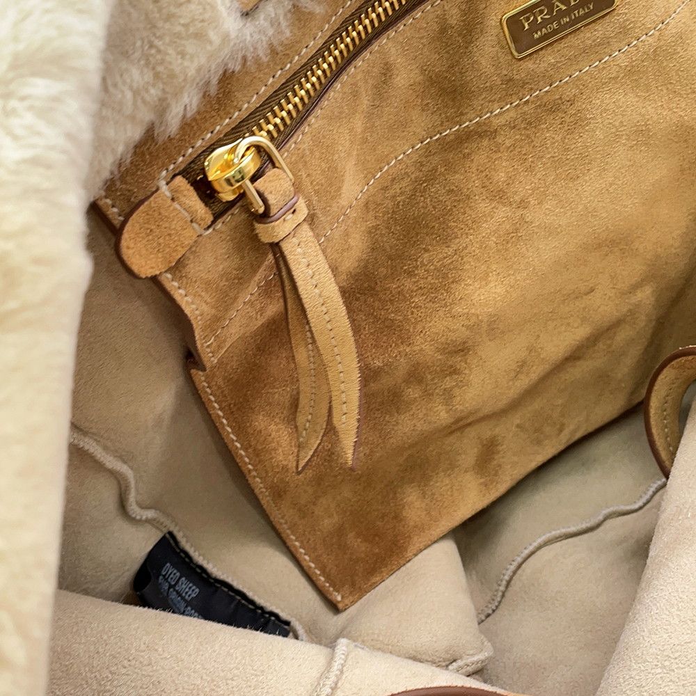 Prada Tote Bag Shearling Suede Fur — view 8
