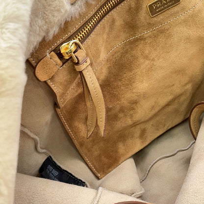 Prada Tote Bag Shearling Suede Fur — view 8