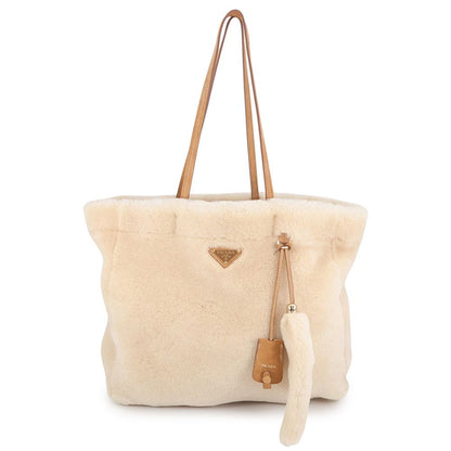 Prada Tote Bag Shearling Suede Fur