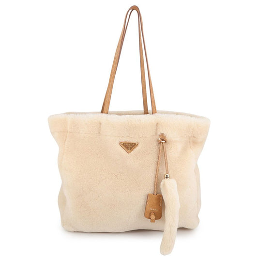 Prada Tote Bag Shearling Suede Fur