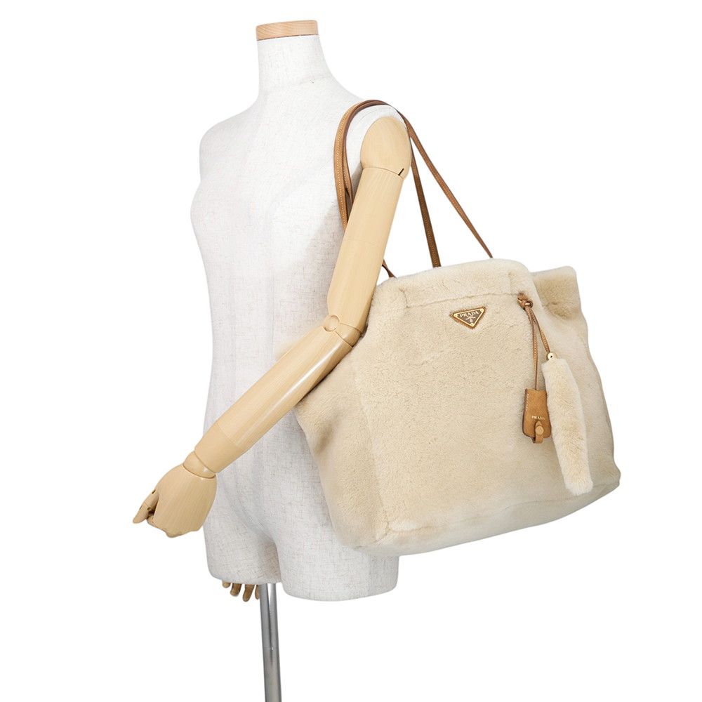 Prada Tote Bag Shearling Suede Fur — view 4