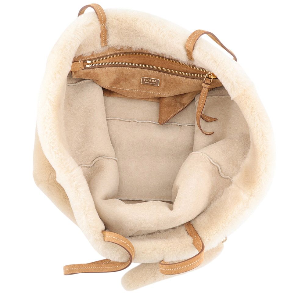 Prada Tote Bag Shearling Suede Fur — view 5