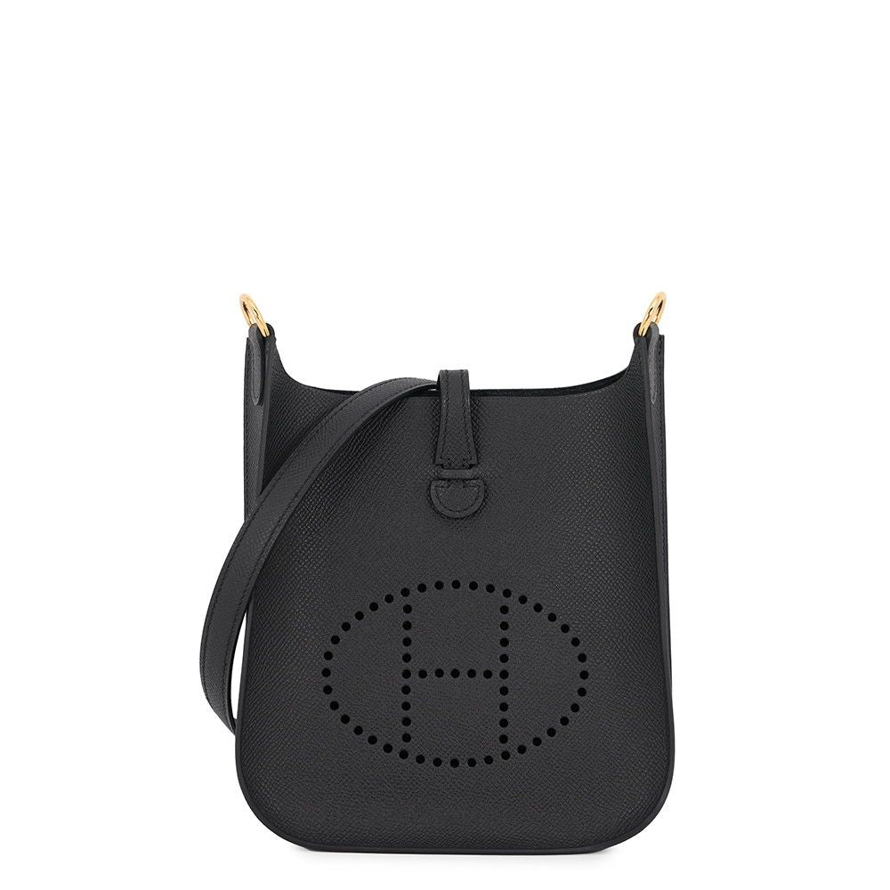 Hermes Shoulder Bag Evelyne TPM Sellier Black Gold Epsom