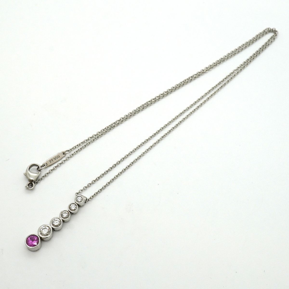 Tiffany & Co Necklace Jazz Graduated Platinum Diamond Pink Sapphire — view 3