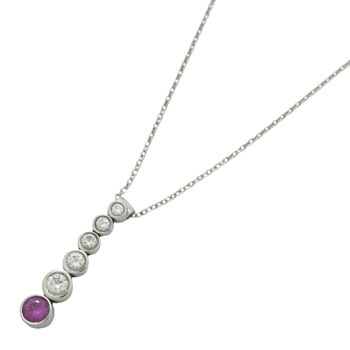 Tiffany & Co Necklace Jazz Graduated Platinum Diamond Pink Sapphire