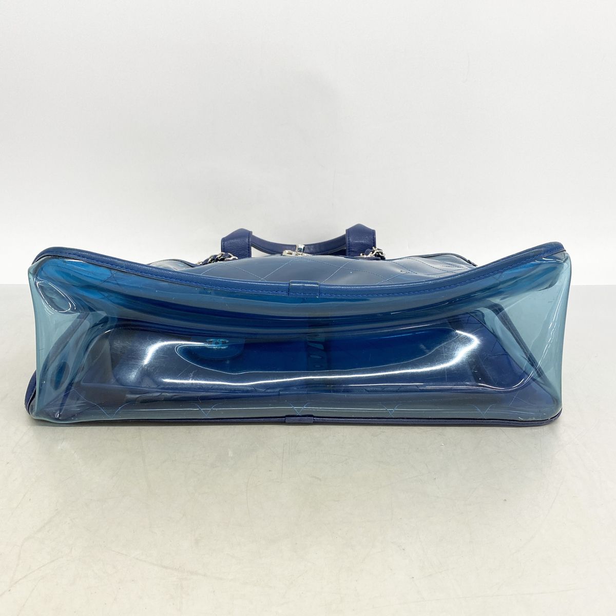 Chanel Chain Tote Bag Coco Splash Vinyl Blue Silver 2-Way — view 3