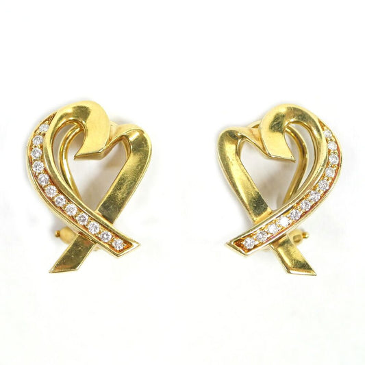Tiffany & Co Loving Heart Earrings 18K Diamond Yellow Gold