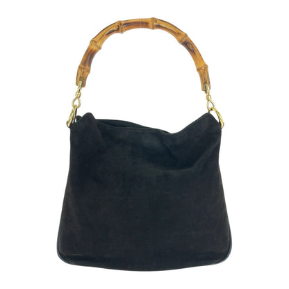 Gucci Bamboo Black Gold Suede Shoulder Bag — view 2