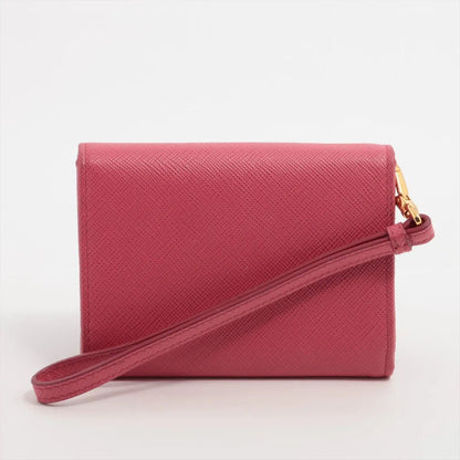 Prada Saffiano Leather Coin Purse Compact Wallet Zip Around — view 2