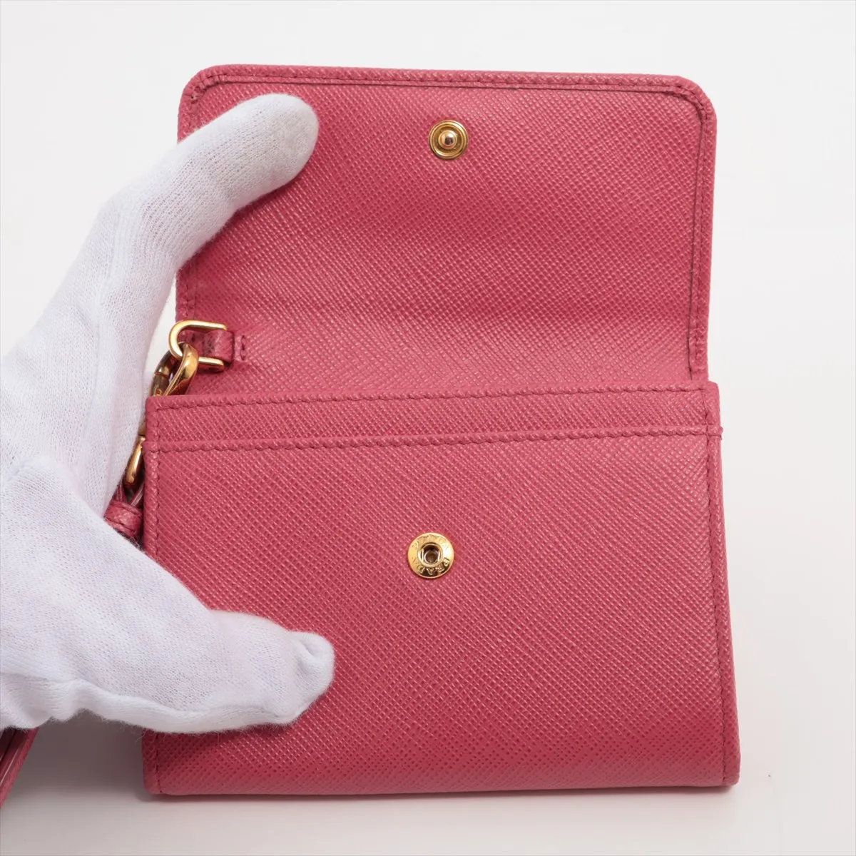 Prada Saffiano Leather Coin Purse Compact Wallet Zip Around — view 3