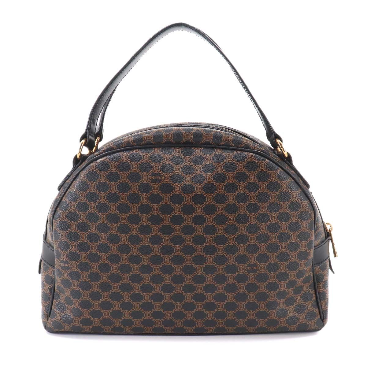 Celine Macadam Handbag Leather Black Brown Gold Vintage — view 2