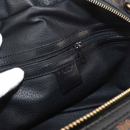 Celine Macadam Handbag Leather Black Brown Gold Vintage — view 7